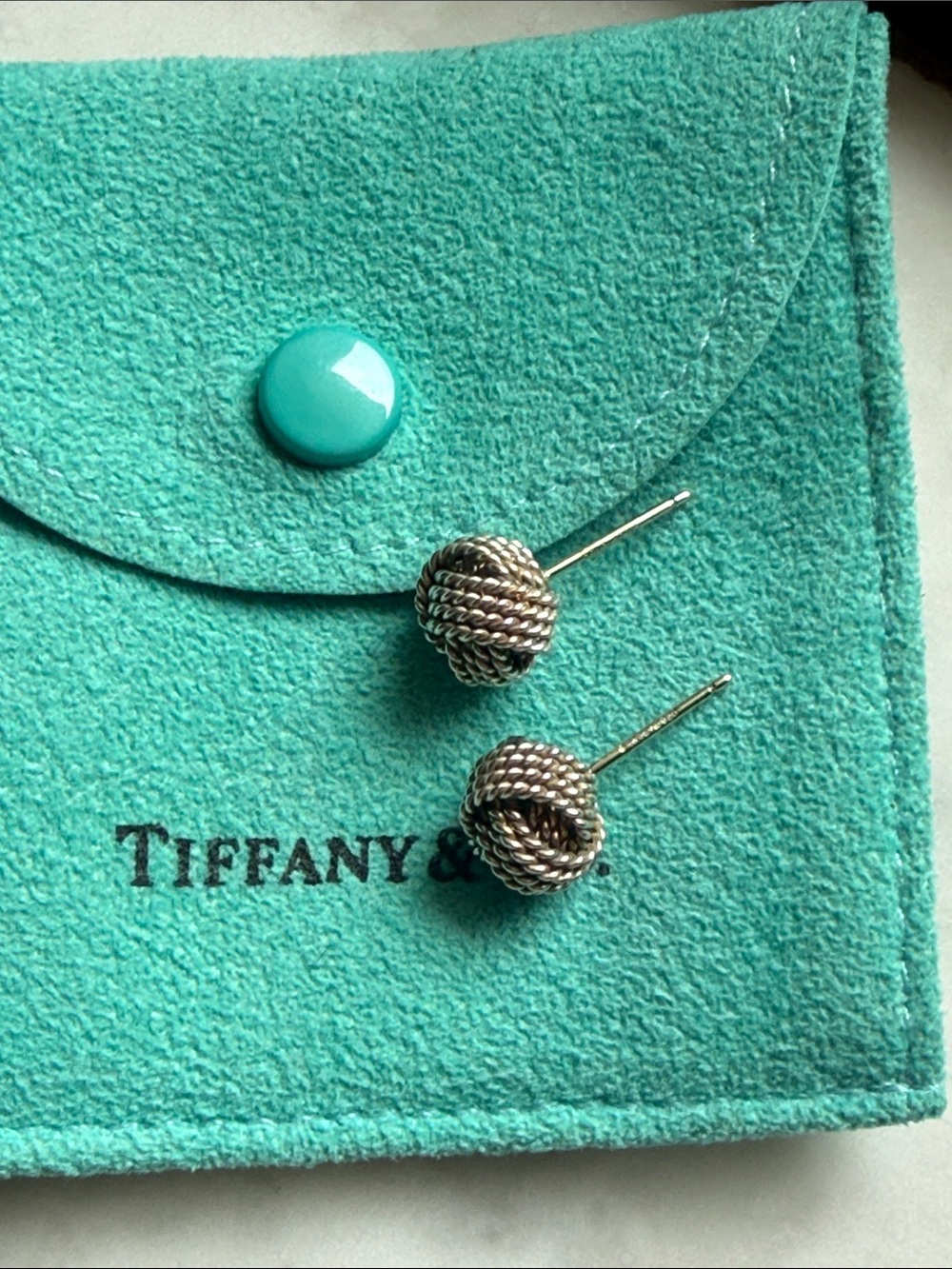 Tiffany & Co. Sterling Silver Knot Stud Earrings (missing backings)